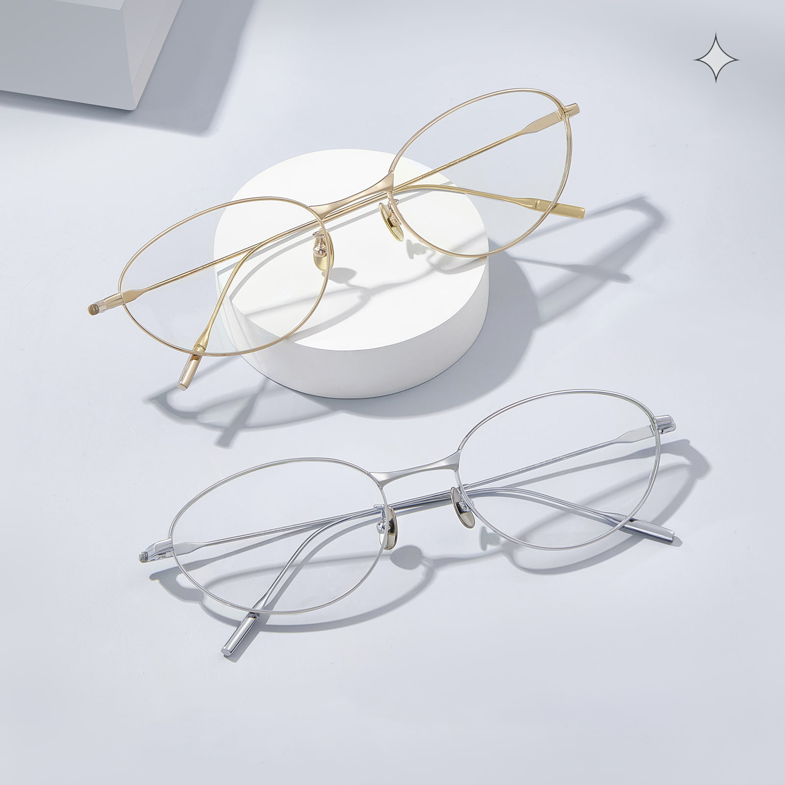 Céimnithe Gloiní Tíotáiniam Pure Saibhir Dath Oval Cat-Eye