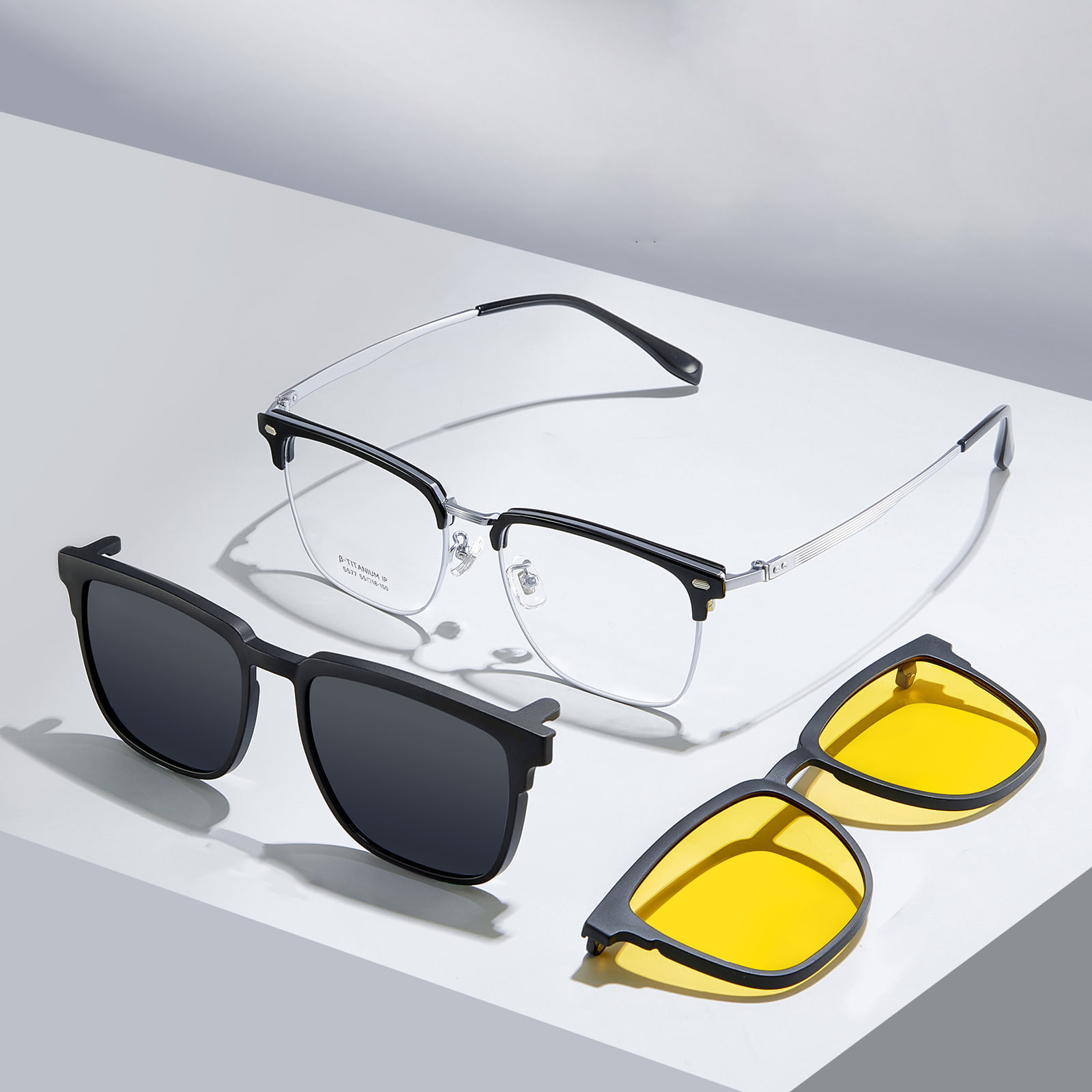 5577 Sealbhóir Súl Tiomána Iniompartha 3 In 1 Sunglasses Maighnéadacha