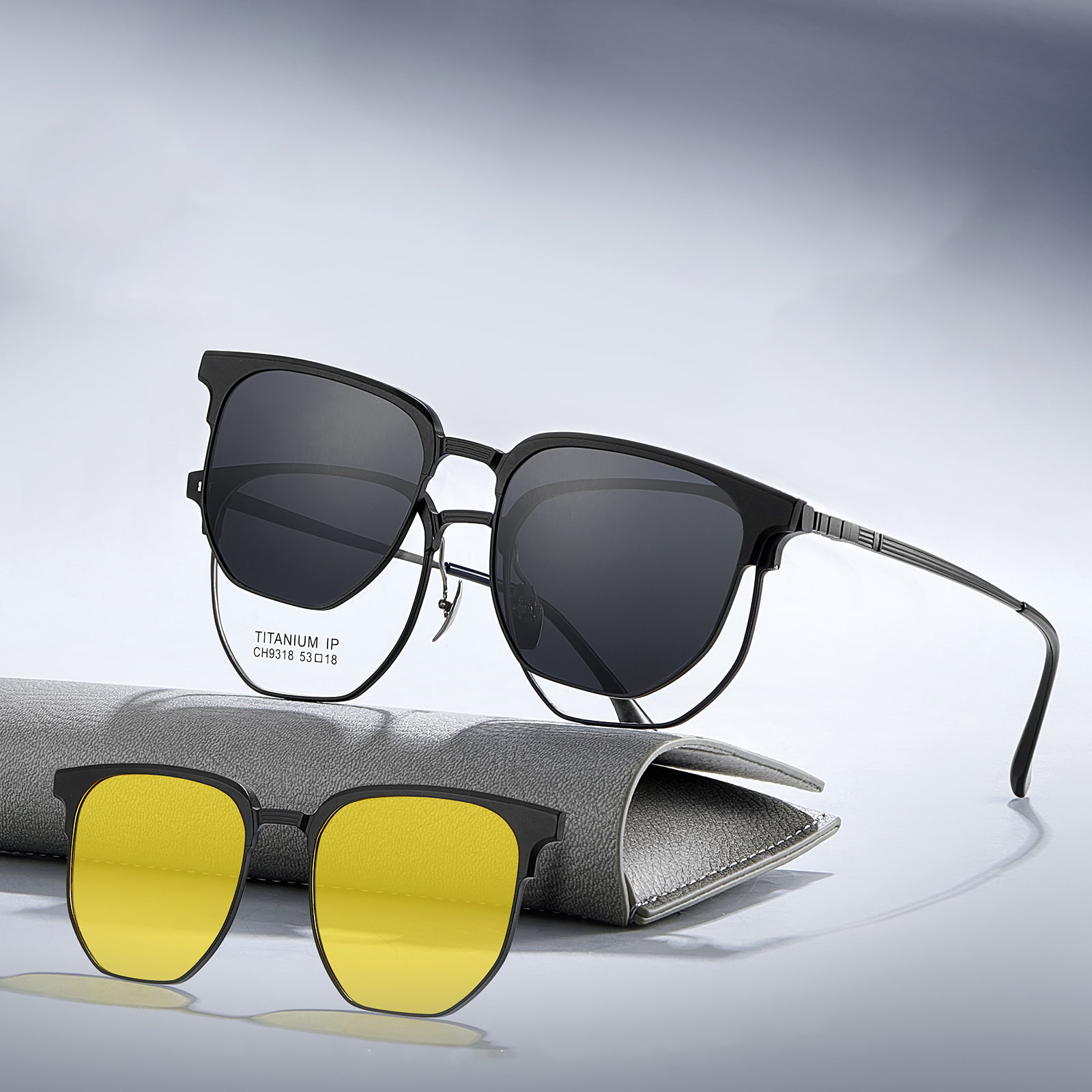 CH9318 Polagánach Balla Mór Scáthán Trí-I-One Sunglasses Maighnéadacha